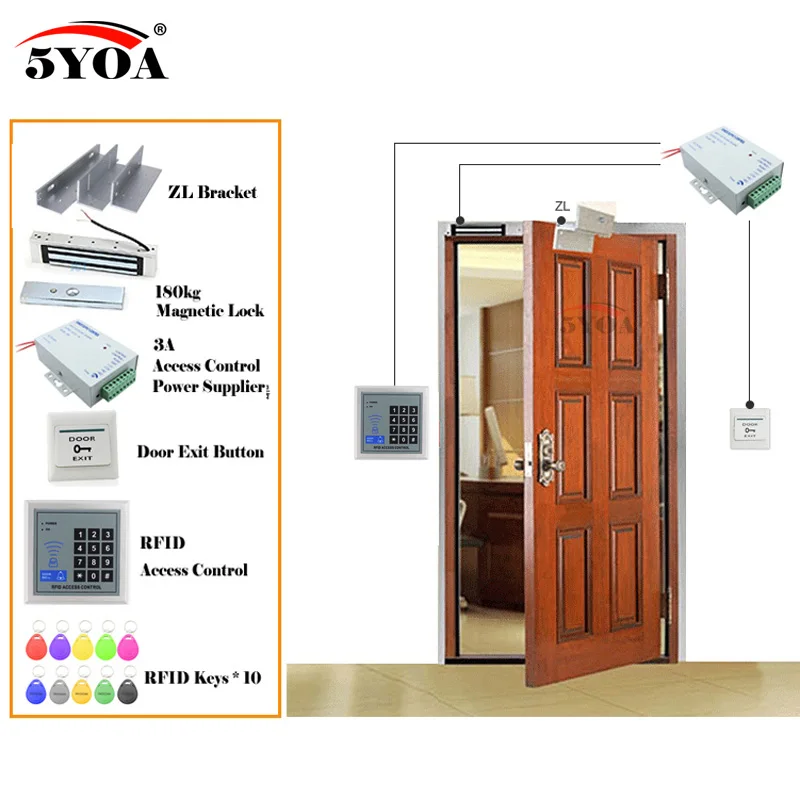 RFID система контроля доступа умный дверной замок Безопасный Комплект Электронный Открыватель ворот домашний гараж цифровой набор электро магнитный - Цвет: ACMagZL