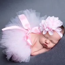 Üst satış bebek kız tül Tutu etek ve çiçek saç bandı seti yenidoğan fotoğraf sahne bebek doğum günü hediyesi 10 renk ZT001