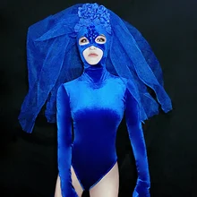 Уникальный праздничный наряд для женщин, синий комбинезон для ночного клуба, сальсы, платья DS, костюм для бара, сцены, ведущих танцоров, костюмы, одежда BL1372