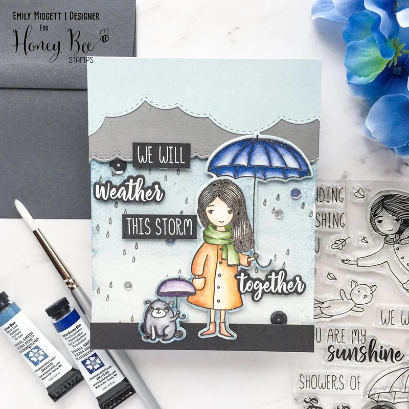

SP Rain girl Metal Cutting Dies and Clear Rubber Stamp Set Rain girl Stamp with Dies for Card Making Scrapbooking Decoration