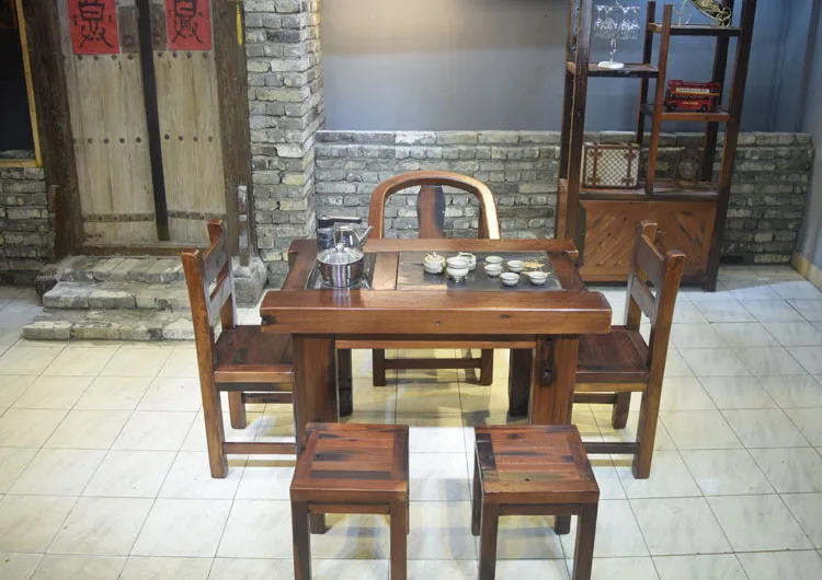 Старый корабль деревянная мебель из цельного дерева старинный чайный столик кунг-фу деревянный чай старый корабль деревянная мебель Комбинация Китайский чай ta