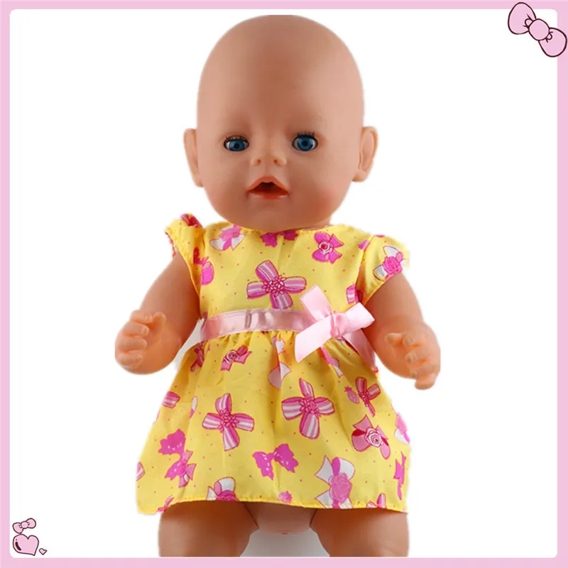 Yellow Colors Princess Dress Doll Clothes fit 43cm Baby Doll Clothes