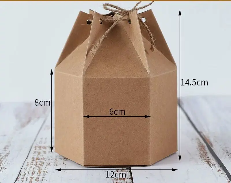 50 шт. дизайн маленькая крафт-посылка картонная бумажная коробка, фонарь Шестигранная Подарочная коробка для конфет Свадебная подарочная упаковка крафт-коробка