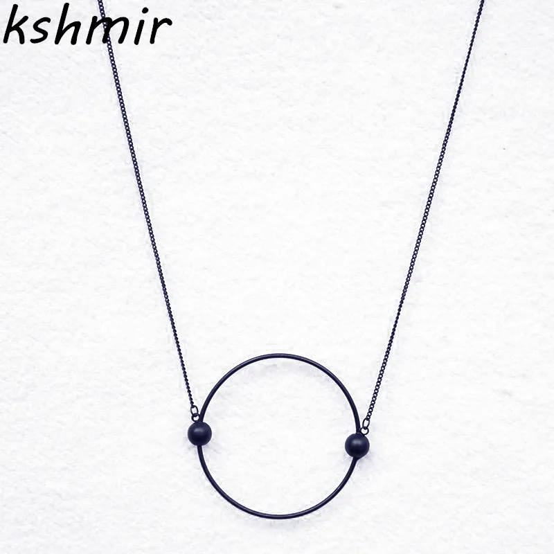 

New round metal long necklace geometric simple fashion sweater chain pendant necklace jewelry 2018 fashion necklace restoring an