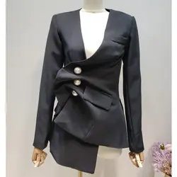 Z-ZOUX для женщин Блейзер нерегулярные дамы пиджак большой жемчуг витой s блейзер с длинным рукавом однобортный длинные куртки Новый