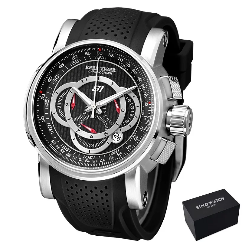 Риф Тигр/RT дизайнерские спортивные часы для мужчин розовое золото Кристалл Кварцевые часы с хронографом и датой reloj hombre RGA3063 - Цвет: YBB PLUS