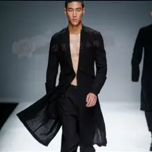 S-6XL! стиль, Модная хлопковая и льняная ветровка, длинная свободная рубашка, британская модная мужская Весенняя и летняя куртка