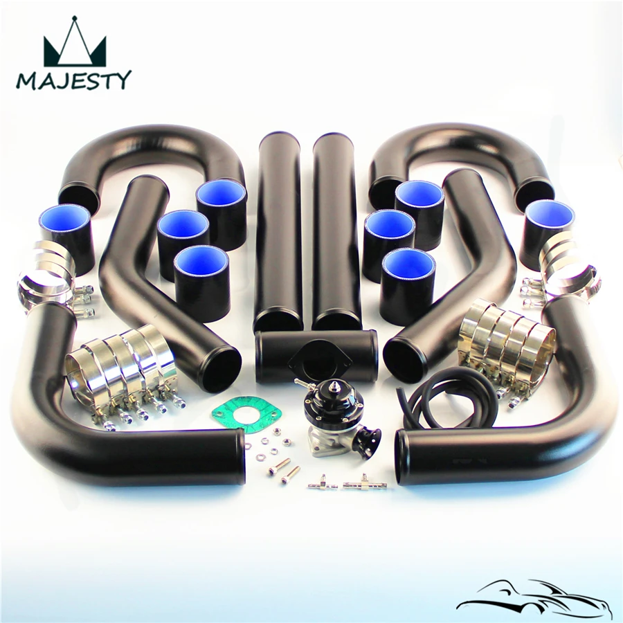 2.5" 63mm Universal Intercooler Pipe Piping Kit 8pcs + Bov Turbo Blow