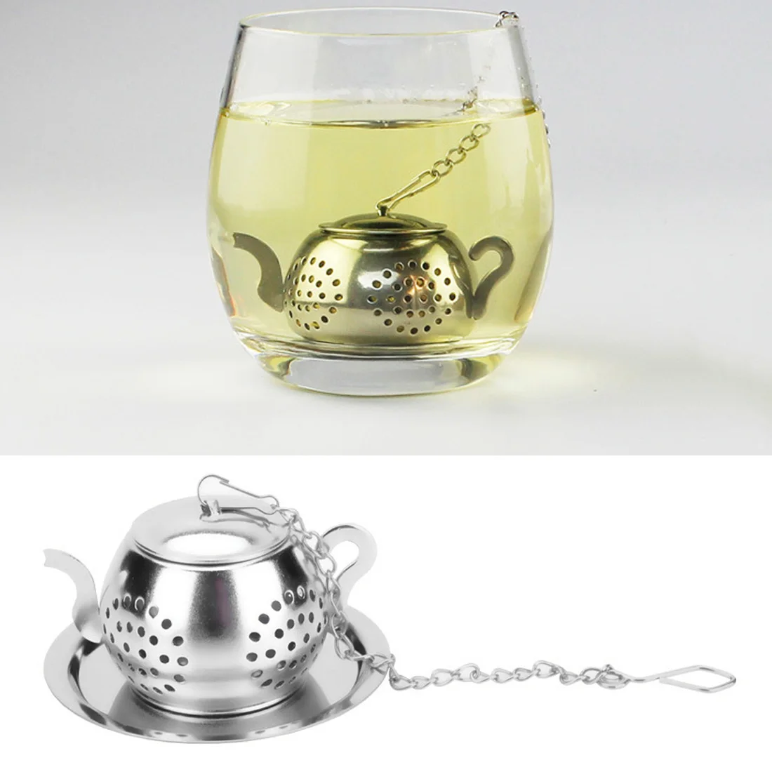 

stainless steel tea infusion set teapot tray spice tea filter herbal filter kitchen tool