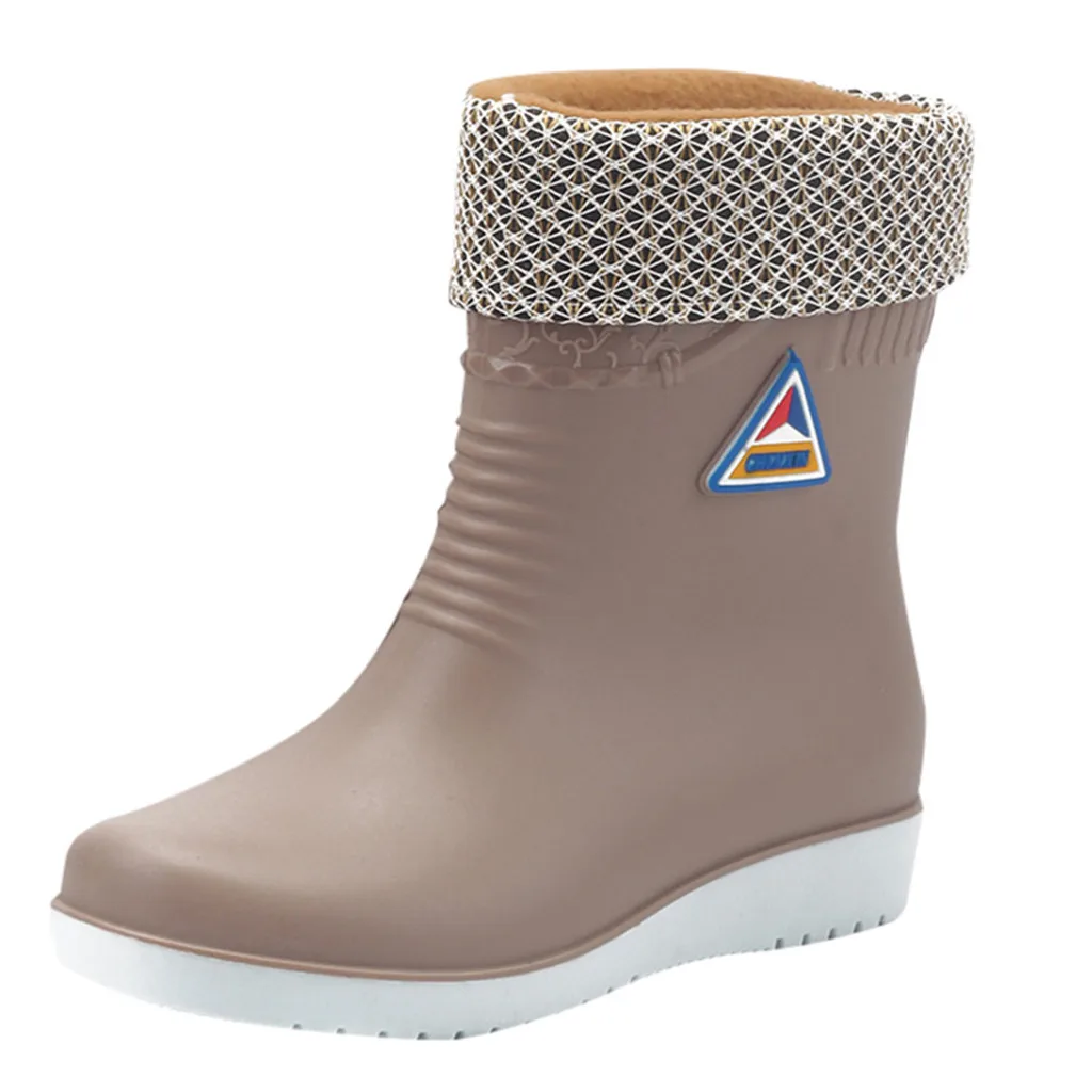 Womens Flats Non-Slip Round Toe Athletic Shoes Waterproof Galoshes Rain Boots