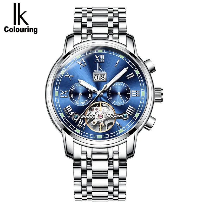 IK Automatic mechanical watch student male watch calendar Tourbillon fashion men 's luminous waterproof watch IK Automatic mechanical watch student male watch calendar Tourbillon fashion men 's luminous waterproof watch
