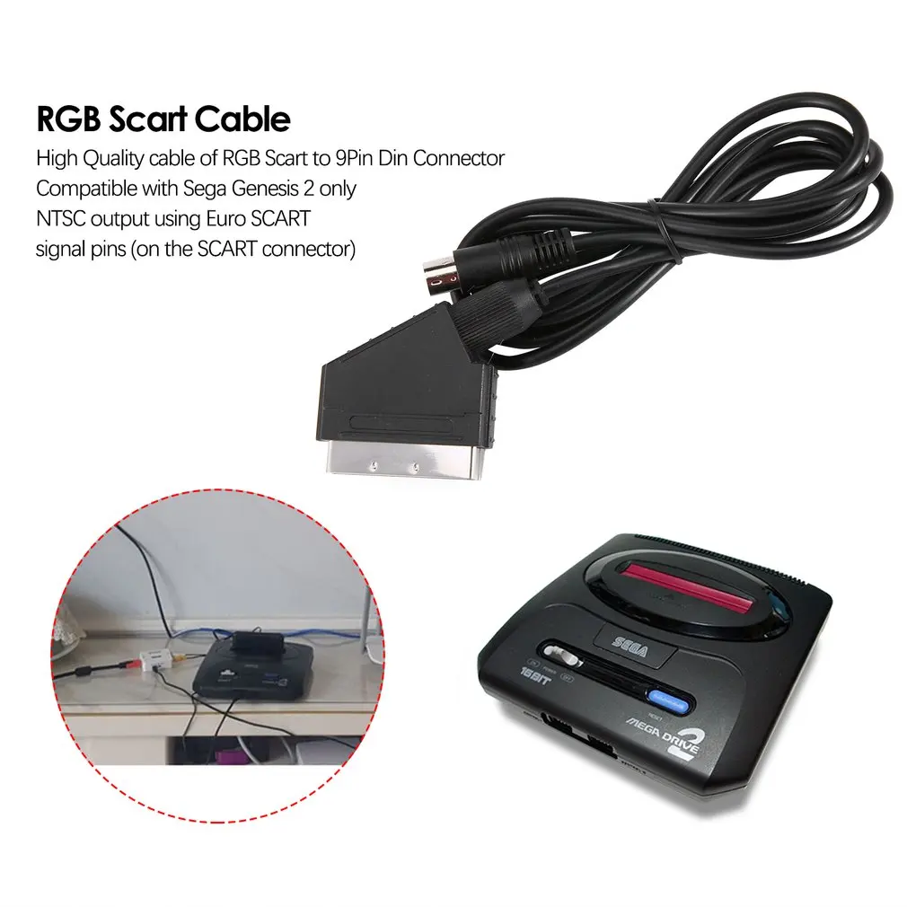 1,8 м/6 футов ЕС версия V-pin Scart кабель RGB кабели av PAL для sega Genesis 2 Mega Drive MD 2 высокого качества