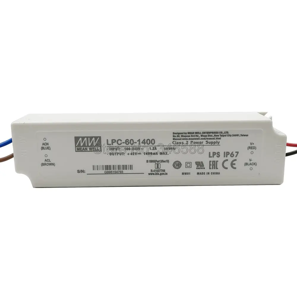 Meanwell LPC-60-1400 импульсный источник питания с драйвером постоянного тока для светодиода выход 60 Вт 1400mA для 1 шт. Cob Cree CXB3590 CXA2530