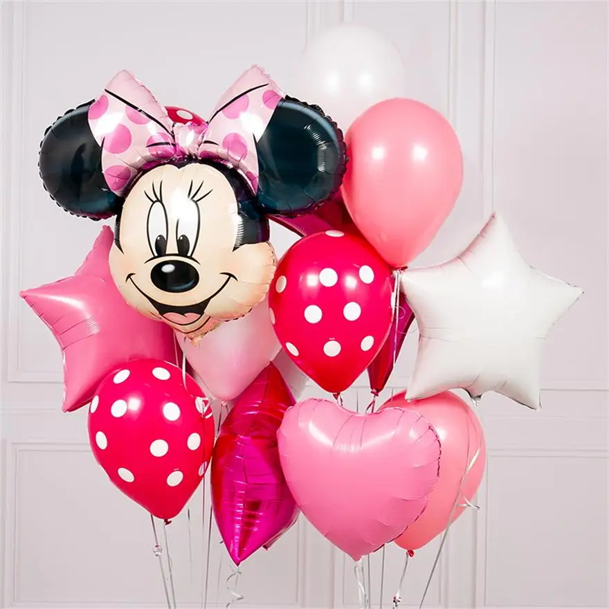 

10pcs mickey minnie mouse 18 inch star Helium Foil Balloons happy birthday decoration balloon Baby Shower 1th birthday globos