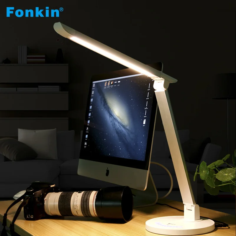 

Fonkin Dimmable Led Table Lamp Work Office Reading Study Desktop Flexible Bright Flexo Light 10DV 7W Luminaria Desk Bureaulamp