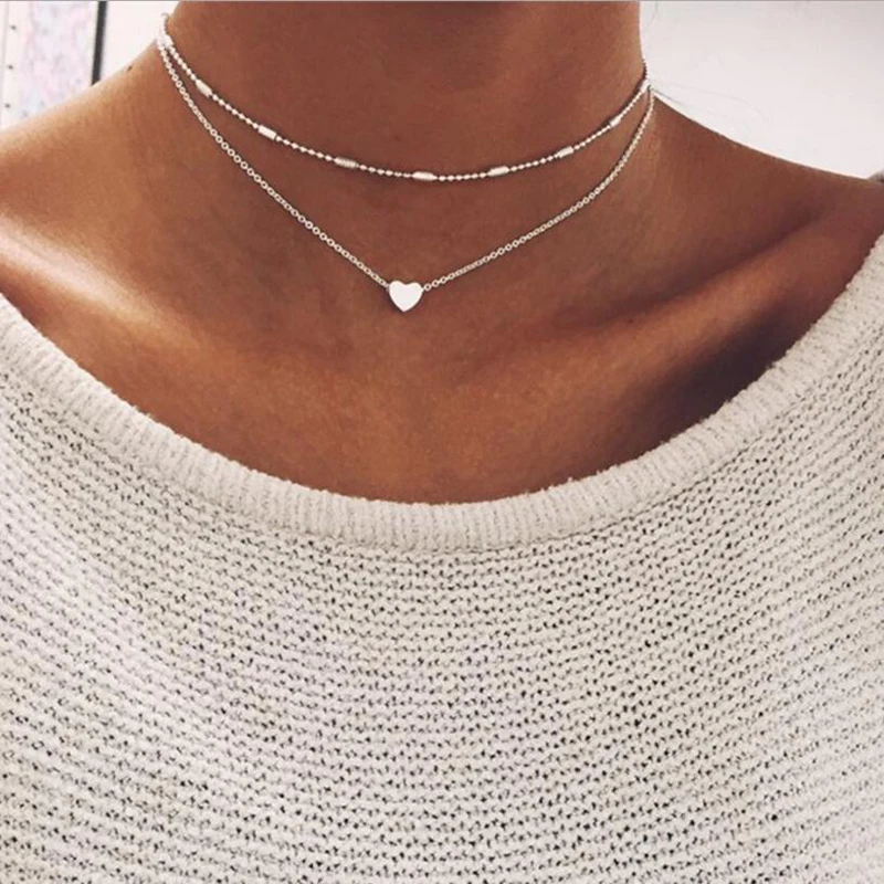 

2018 new Brand Stella DOUBLE HORN PENDANT HEART NECKLACE GOLD Dot LUNA Necklace Women Phase Heart Necklace Drop shipping