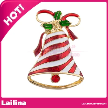 

Fashion Striped Christmas Holiday Bell Brooch For Christmas