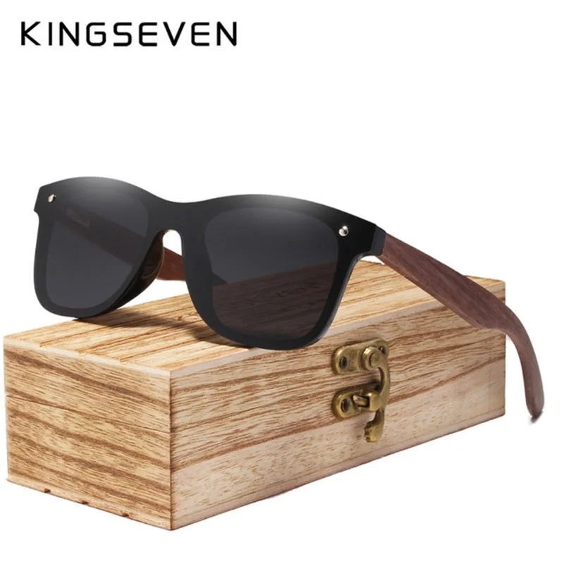 Женские и мужские солнцезащитные очки KINGSEVEN винтажные деревянные с