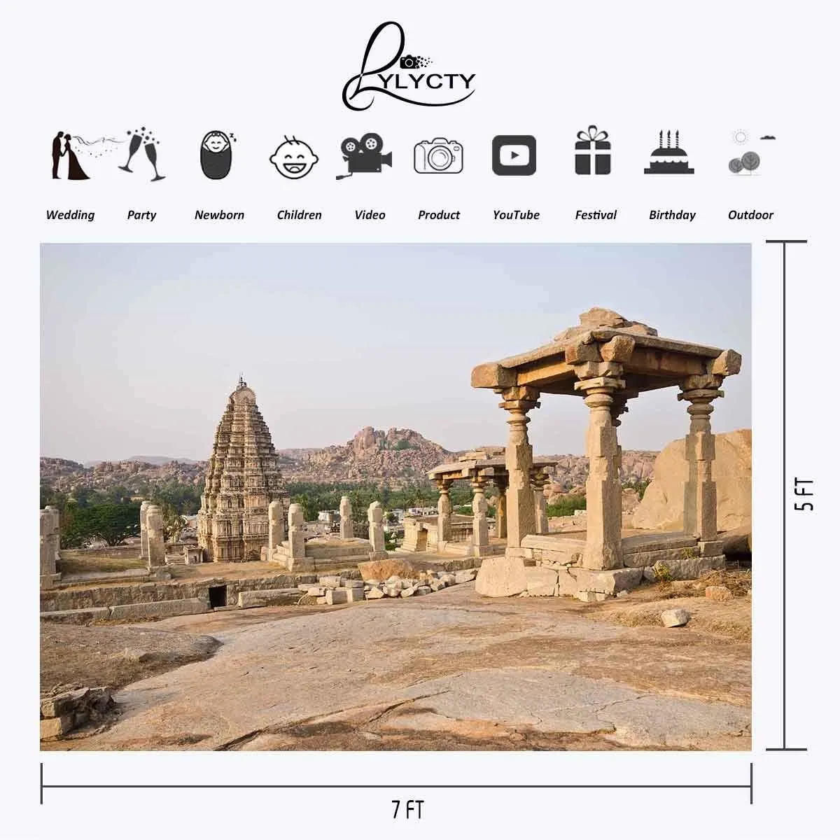 150x220cm Indian Ancient Buildings Backdrop Empty Indian Ancient Buildings Photography Background for Camera Photo