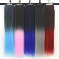 Soowee 60 см Длинные Ombre Цвет Для женщин волосы прямые черный серый высокое Температура Волокно синтетический зажим в Химическое наращивание