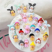 Porte-clés canard jaune mignon, 15CM, Kawaii café Mimi, figurine d'action, sacs de décoration, jouets, cadeaux pour enfants, nouveauté