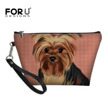 

FORUDESIGNS Portable Travel Makeu Yorkie Printed Women Cosmetic Bag Pouch Toiletry Kits Makeup Bags Multifunction Beauty Case