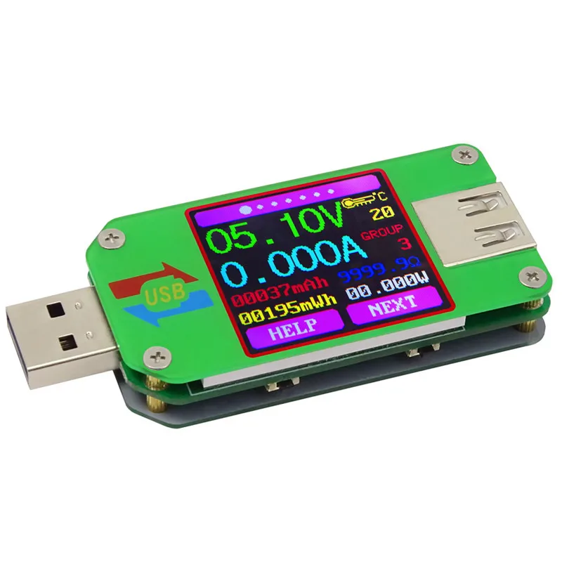 UM24C 2 0 цветной ЖК дисплей usb тестер напряжения измеритель тока Вольтметр