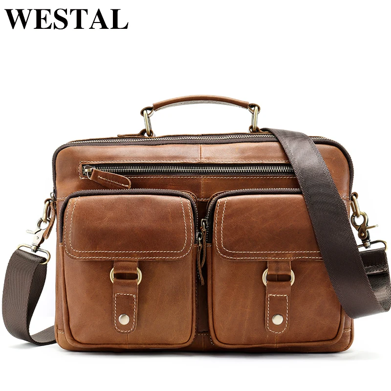 Mens Briefcase Mens Shoulder 12 inch Leather Laptop Messenger Bag Leather Crossbody Work//Day Bag Coffee Business Briefcase