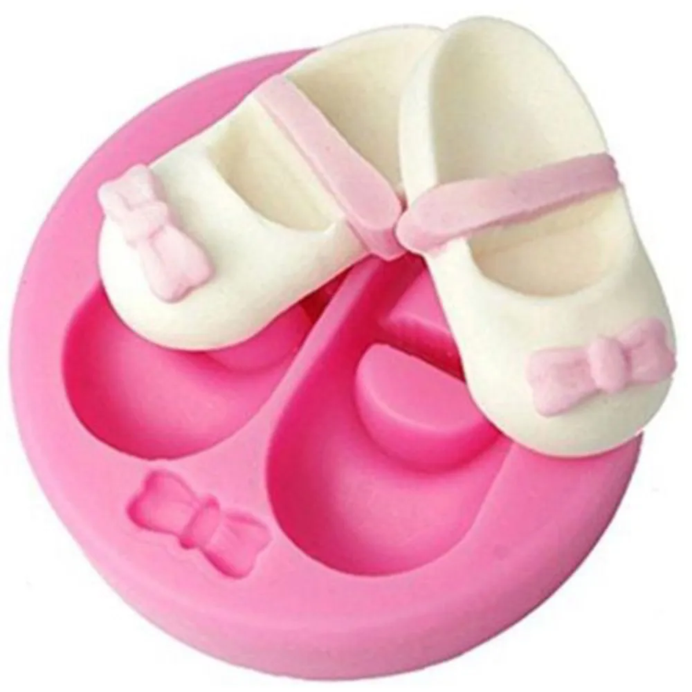 

3D Cute Baby Shoes Bow silicone mold fondant Cake mold decoration baking Cake Tool Chocolate Mold Baking Mold