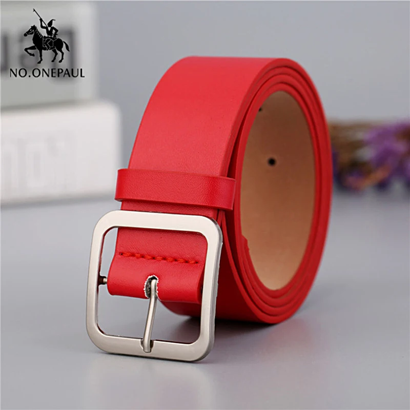 

NO.ONEPAUL Genuine leather ladies high quality retro cute ladies casual belt simple square buckle new ladies belt free shipping