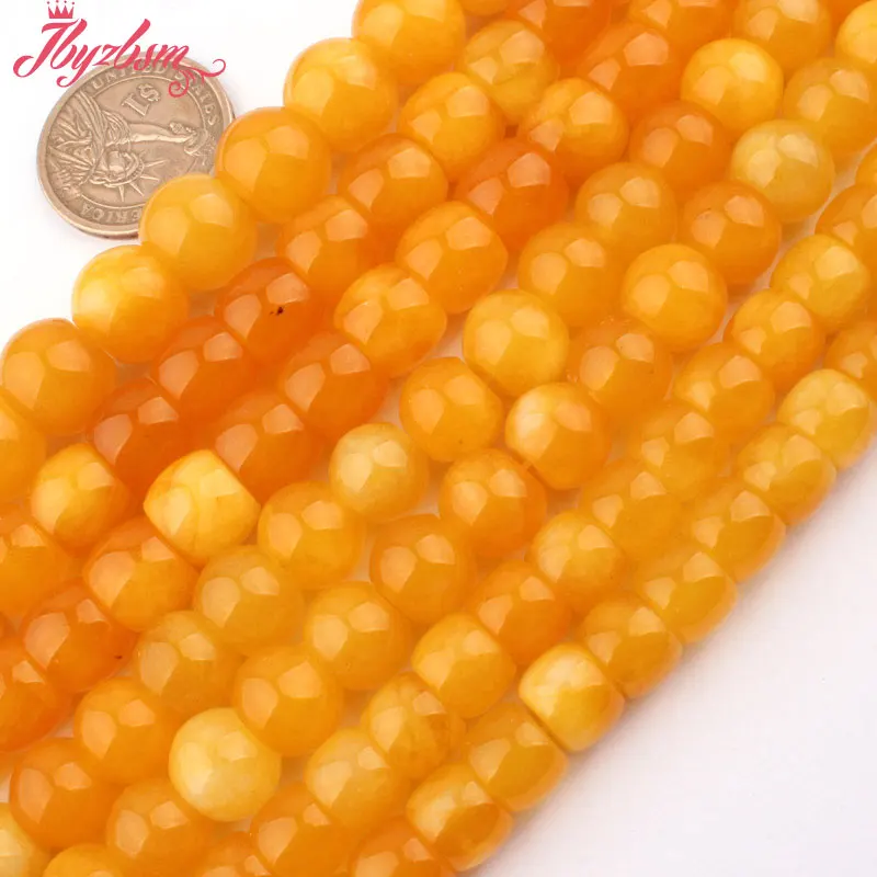 10,12,14,16mm Smooth Drum Yellow Carnelian Jades Natural Stone Beads For DIY Necklace Bracelets Jewelry Making 15