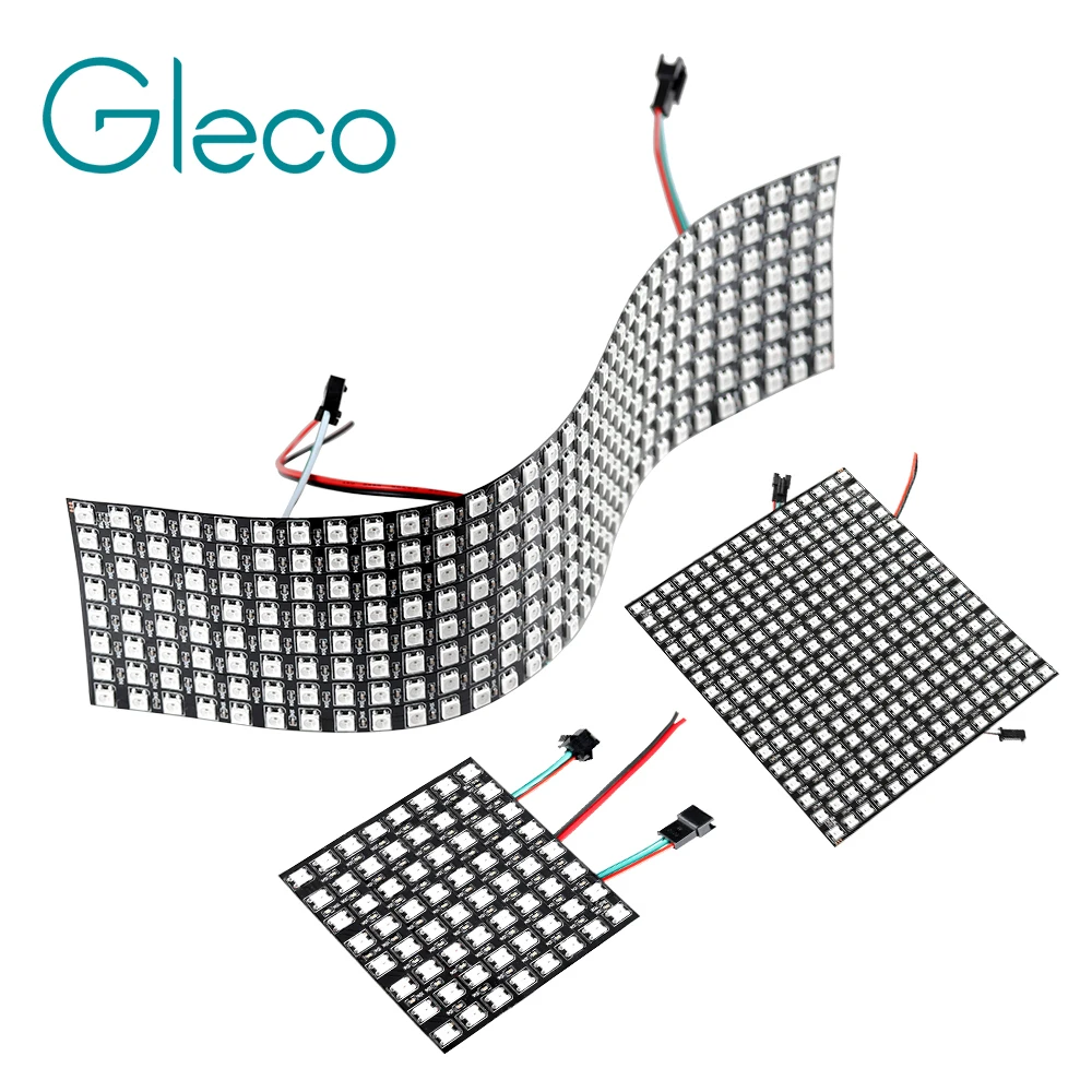 

DC5V 8*8 16*16 8*32 Pixels WS2812b LED module Flexible strip RGB Individually Addressable Full Color Programmed Screen