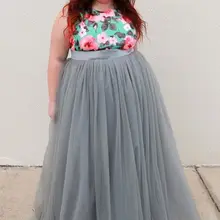 WBCTW Тюлевая юбка макси одноцветное серый атлас талии Осенняя юбка XXS-10XL большой Размеры длинные плиссированные элегантные весенние Jupe Femme