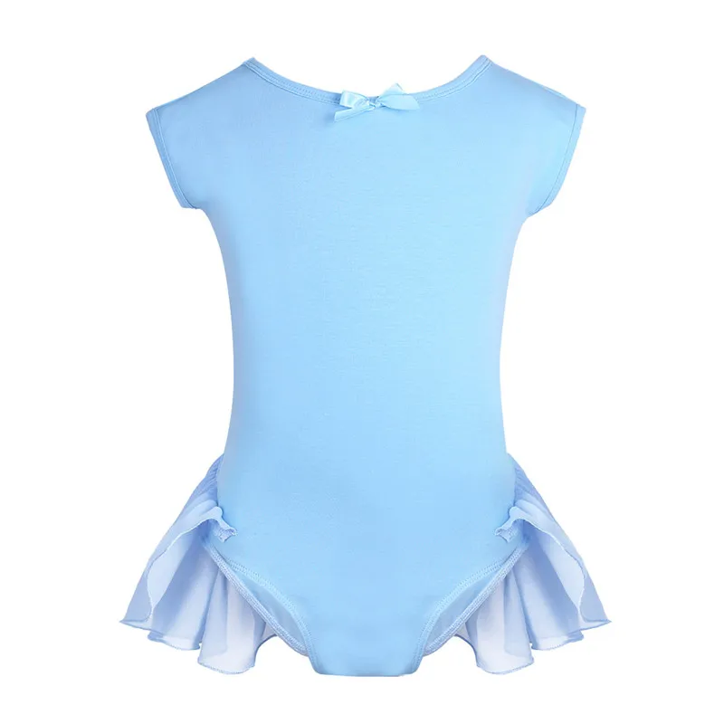 Детское балетное платье для девочек, гимнастический купальник для девочек, хлопковый реглан с рукавами-крылышками, балетный танцевальный гимнастический купальник, комбинезон - Цвет: Sky Blue
