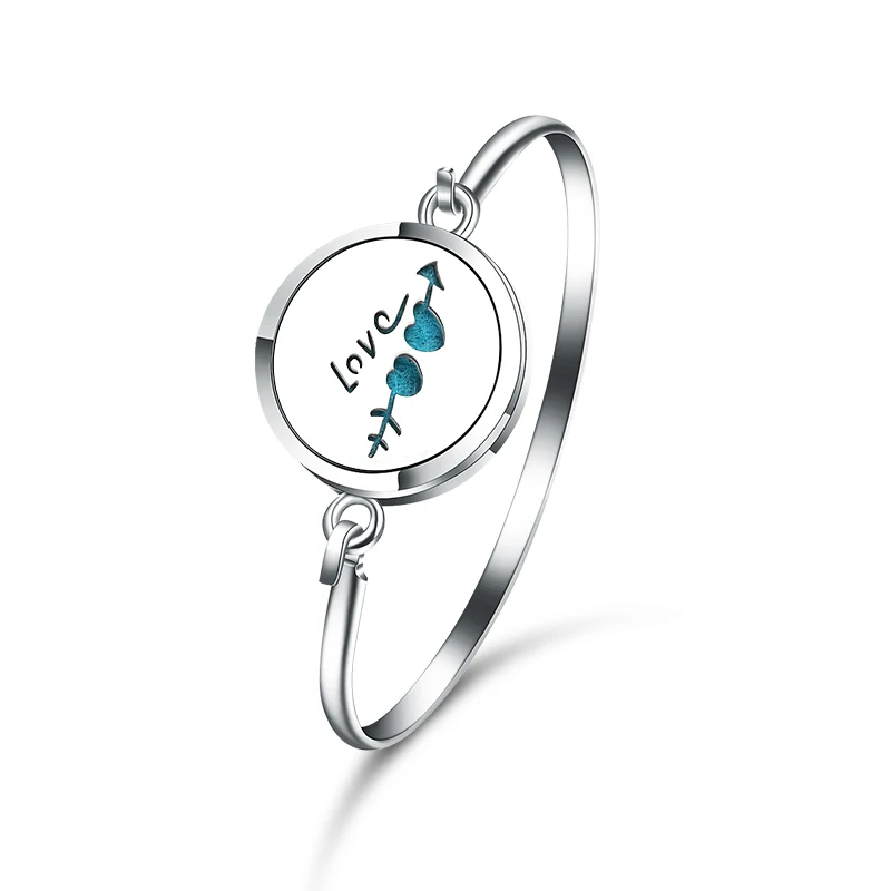 

2019 New One Arrow Double Heart Aroma Diffuse Bracelet Bangle Stainless Steel Essential Oil Diffuser Perfume Lockets Bracelet