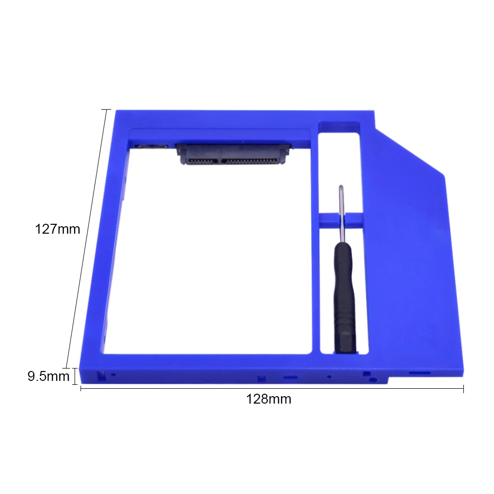 10pcs Blue Plastic 9.5 mm SATA 3.0 2nd HDD Caddy for 9 / 9.5mm 2.5" SSD Case HDD Enclosure for Laptop CD DVD-ROM Optical Bay ssd hard disk box