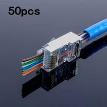 Горячие 50 шт 1,03 мм отверстие Диаметр RJ45 экранированный разъем cat5e Cat6 сети rj45 разъем кабель со штекерами адаптер