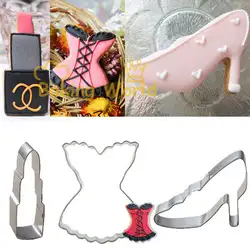 Модная обувь металлический резак для печенья набор юбка форма для печенья губная помада Форма для хлеба помадка торт инструмент для