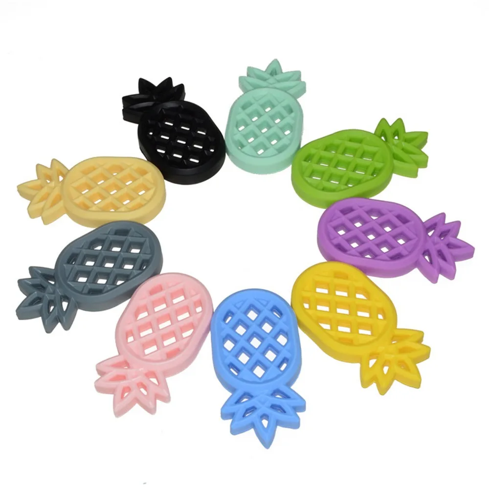 

Baby Silicone Teether Food Grade Pineapple Teether For baby Care Teething Necklace Making 5pcs