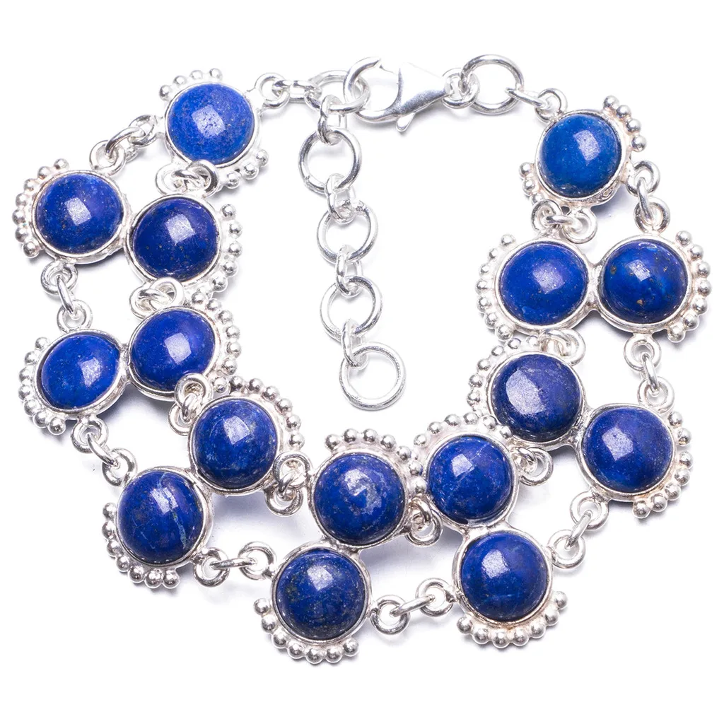 Natural Lapis Lazuli Handmade Unique 925 Sterling Silver Bracelet 6 3/4-7 3/4 Y1951 Natural Lapis Lazuli Handmade Unique 925 Sterling Silver Bracelet 6 3/4-7 3/4 Y1951