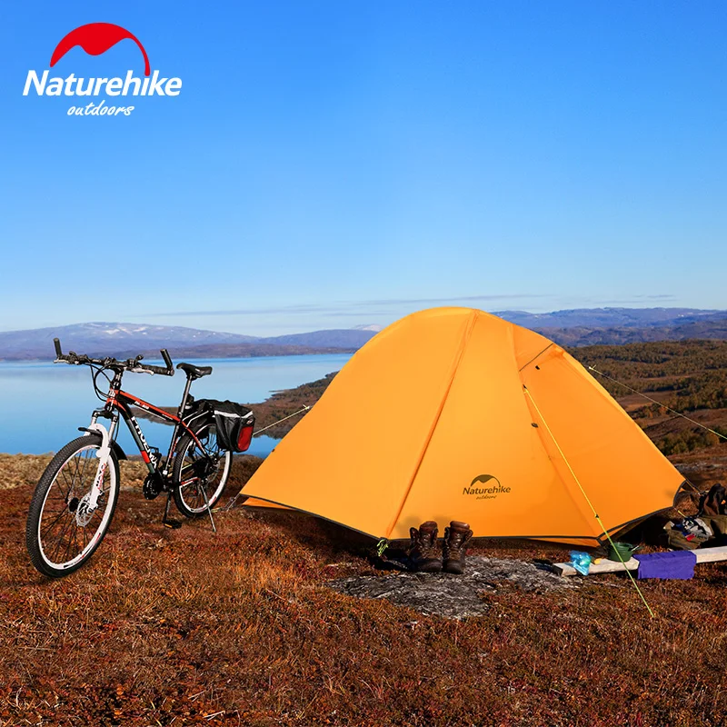 Discount  Naturehike 2 Person Ultralight Backpacking Cycling Tent 20D Silicon Tents Double layer Base Camp Sl