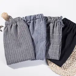 WKOUD 2019 новые шаровары для Для женщин Лето хлопковое покрывало в полоску повседневные эластичные брюки талии штаны свободного кроя плюс