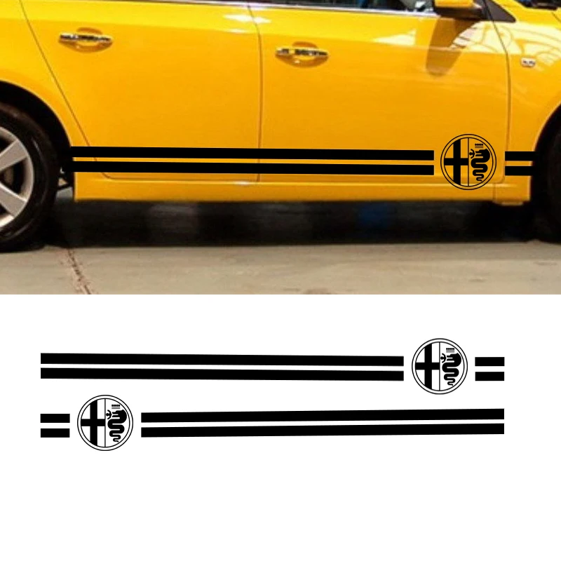 

Automobile,2pcs Car Dual Stripes Racing for Alfa Romeo Vinyl Decal Side Stickers DA-935