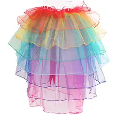 Для женщин пикантные Show Юбка цветов радуги для девочек бальное вечерние красочные Пышная юбка ночной клуб сценическое юбка