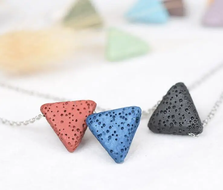 

Triangle Lava Rock Stone Necklace for aromatherpy Diffuser Jewelry