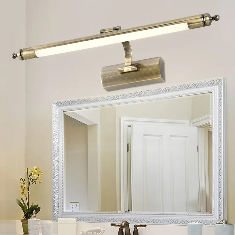 Vintage Retro American Classical Copper Aluminum Acryl Led 10/12w Wall Lamp For Bathroom Waterproof Mirror Light 56/65cm 1090 | Лампы и