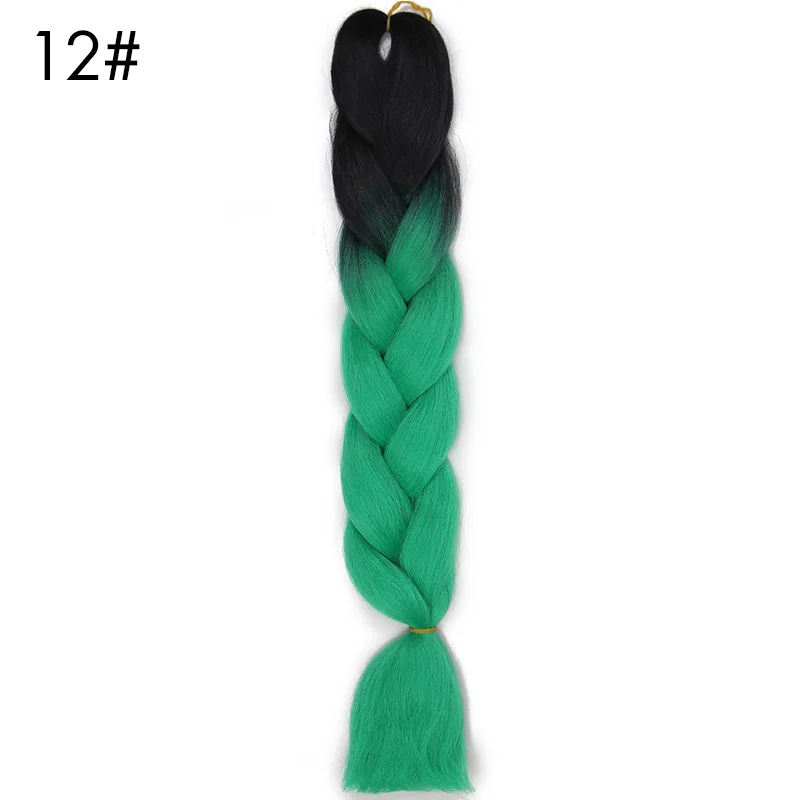 AISI BEAUTY, 100 г/упак., 24 дюйма, огромные косички, волосы, Омбре, два тона, цветные синтетические волосы для кукол, вязанные крючком волосы - Цвет: T1B/27