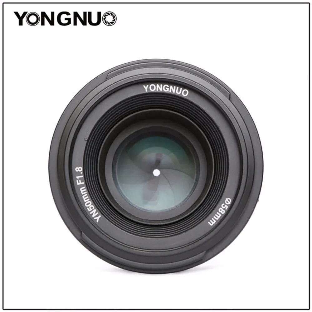 Светодиодная лампа для видеосъемки YONGNUO YN50mm f1.8 YN EF 50 мм f/1,8 AF объектив YN50 с фиксированным фокусным расстоянием большой апертурой Автофокус для цифровой однообъективной зеркальной камеры Canon EOS 60D 70D 5D2 5D3 600d DSLR камер