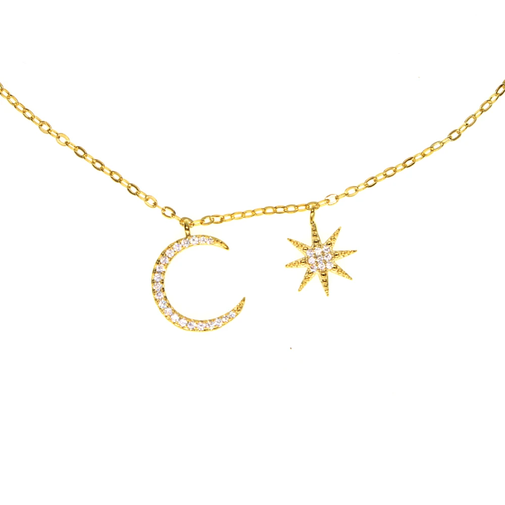 

2018 new moon star charm choker elegant Christmas gift girl women elegant charming lovely jewelry charm chocker cz necklace
