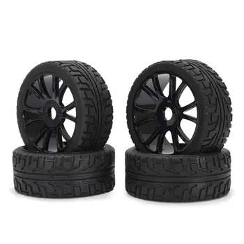 

4PCS 17mm Hub Wheel Rim & Tires HSP 1:8 Off-Road RC Car Buggy Tyre Black